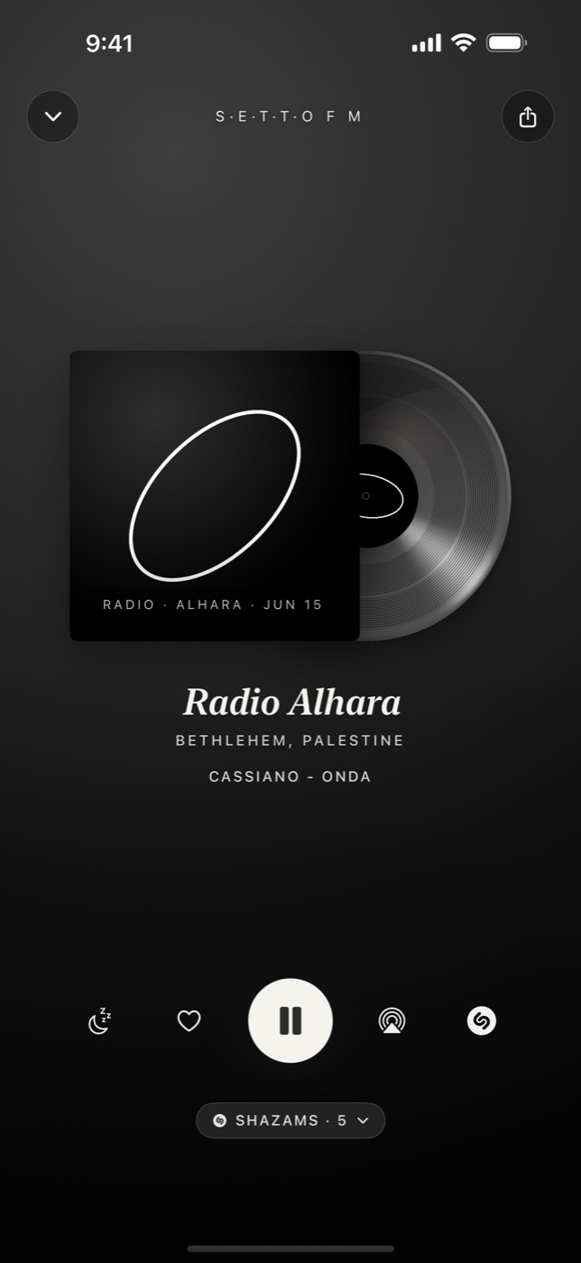 Setto FM playing the human-curated station Radio Alhara